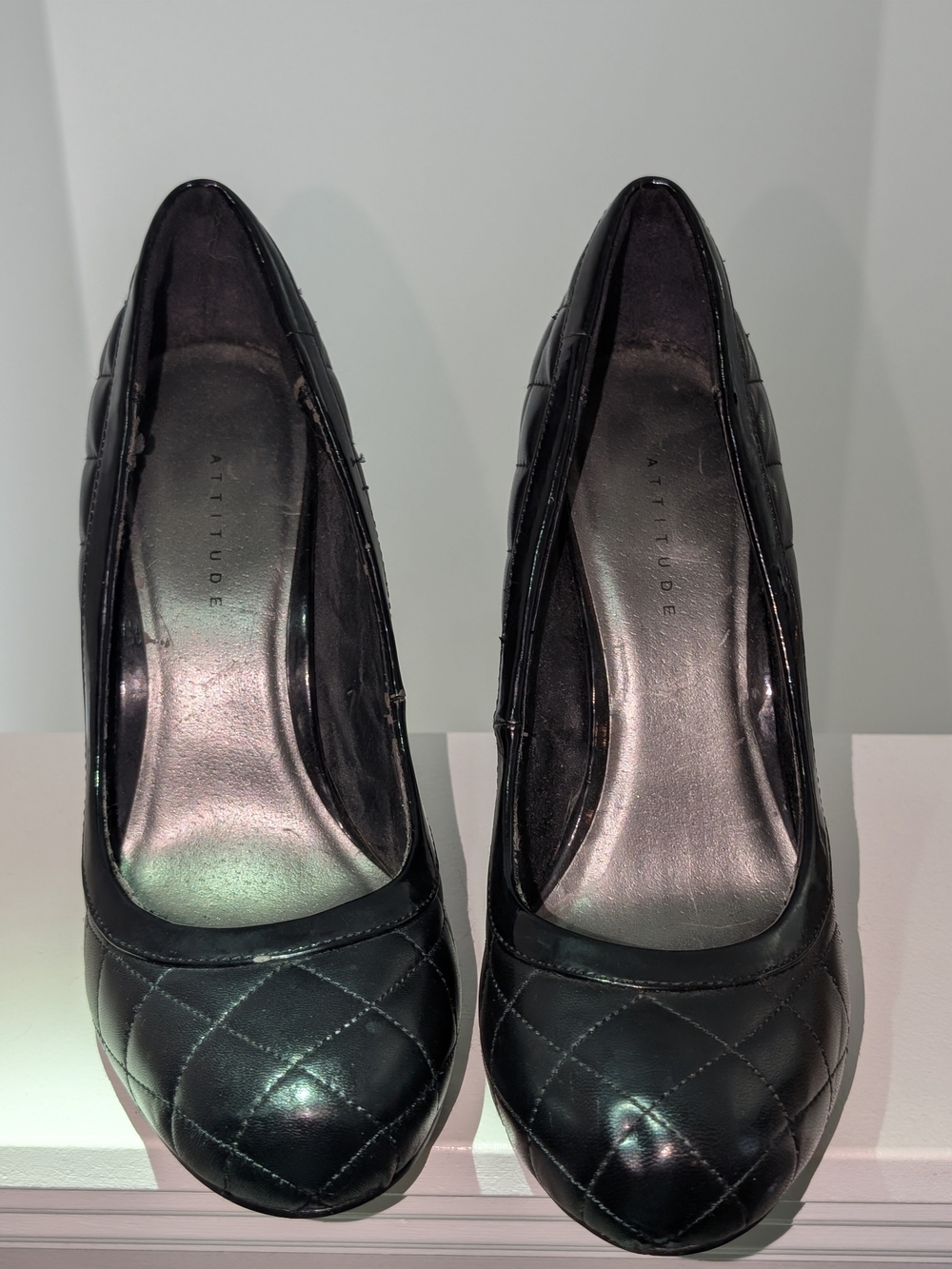 Attitudes by Renee Black Quilted Round-Toe Pumps
